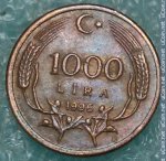 1000 лир 1996 г. Турция(23) - 88.1 - реверс