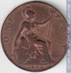 1 пенни 1906 г. Великобритания(5) -1989.8 - аверс