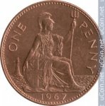 1 пенни 1967 г. Великобритания(5) -1974.6 - аверс