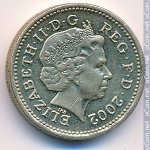 1 фунт 2002 г. Великобритания(5) -1989.8 - аверс