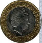 2 фунта 1999 г. Великобритания(5) -1989.8 - реверс