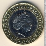 2 фунта 2008 г. Великобритания(5) -1989.8 - аверс