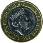 2 фунта 2015 г. Великобритания(5) -1989.8 - реверс