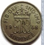 6 пенсов 1948 г. Великобритания(5) -1989.8 - аверс
