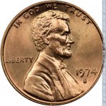 1 цент 1974 г. США(21) - 2215.1 - аверс