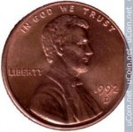 1 цент 1992 г. США(21) - 2215.1 - реверс