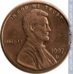 1 цент 1997 г. США(21) - 2215.1 - реверс
