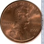 1 цент 2000 г. США(21) - 2215.1 - реверс