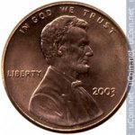 1 цент 2003 г. США(21) - 2215.1 - реверс
