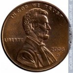 1 цент 2008 г. США(21) - 2215.1 - реверс