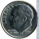 10 центов 1991 г. США(21) - 2215.1 - реверс