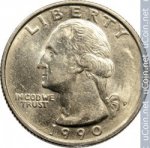 25 центов 1990 г. США(21) - 2215.1 - аверс
