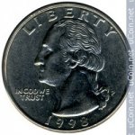 25 центов 1998 г. США(21) - 2215.1 - реверс