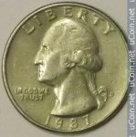 25 центов 1987 г. США(21) - 2215.1 - реверс