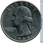 25 центов 1989 г. США(21) - 2215.1 - реверс