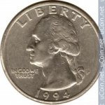 25 центов 1994 г. США(21) - 2215.1 - реверс