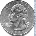 25 центов 1996 г. США(21) - 2215.1 - реверс
