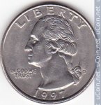 25 центов 1997 г. США(21) - 2215.1 - реверс