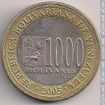 1000 боливар 2005 г. Венесуэла(4) - 27.4 - аверс